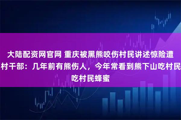 大陆配资网官网 重庆被黑熊咬伤村民讲述惊险遭遇，村干部：几年前有熊伤人，今年常看到熊下山吃村民蜂蜜